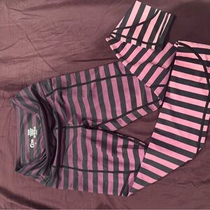 Zyia Pink and Black Striped Leggings